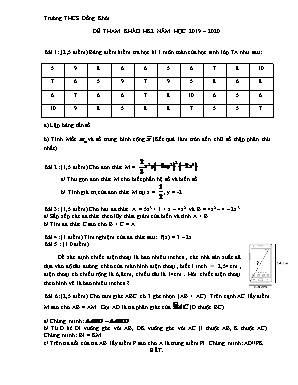 Đề tham khảo thi học kỳ II môn Toán Lớp 7 - Năm học 2019-2020 - Trường THCS Đồng Khởi